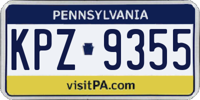 PA license plate KPZ9355