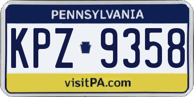 PA license plate KPZ9358