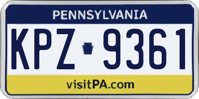 PA license plate KPZ9361