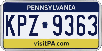 PA license plate KPZ9363