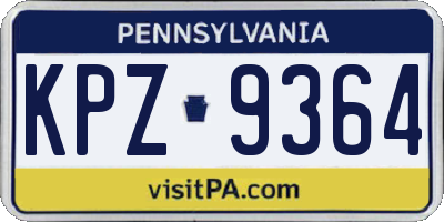 PA license plate KPZ9364