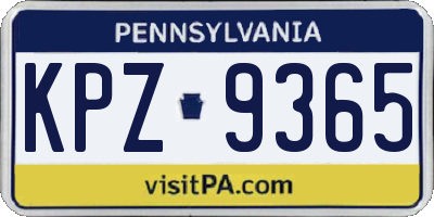 PA license plate KPZ9365