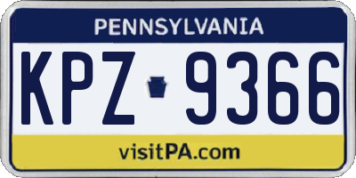 PA license plate KPZ9366
