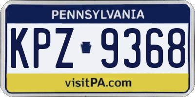 PA license plate KPZ9368