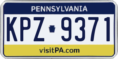 PA license plate KPZ9371