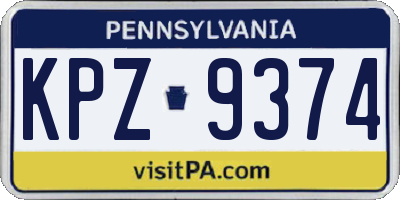 PA license plate KPZ9374