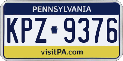 PA license plate KPZ9376