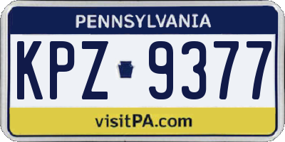 PA license plate KPZ9377
