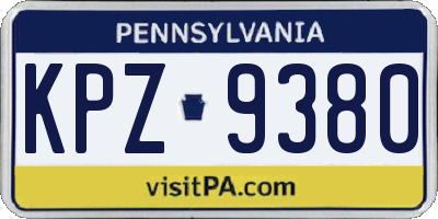 PA license plate KPZ9380