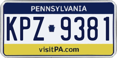PA license plate KPZ9381