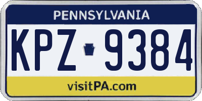 PA license plate KPZ9384