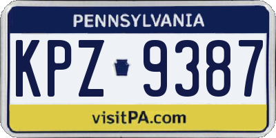 PA license plate KPZ9387