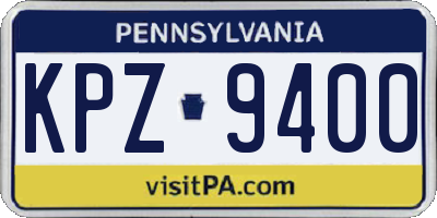 PA license plate KPZ9400