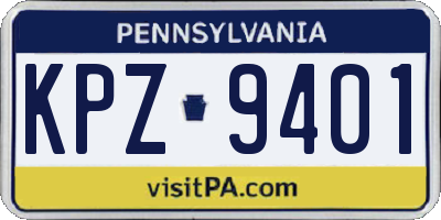 PA license plate KPZ9401