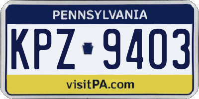 PA license plate KPZ9403