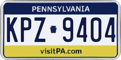 PA license plate KPZ9404