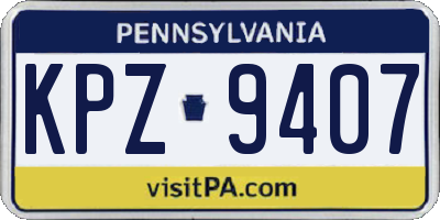 PA license plate KPZ9407