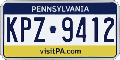 PA license plate KPZ9412