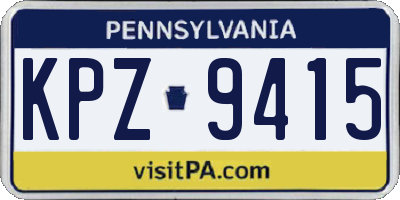 PA license plate KPZ9415