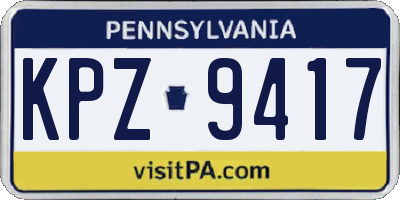 PA license plate KPZ9417