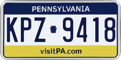 PA license plate KPZ9418