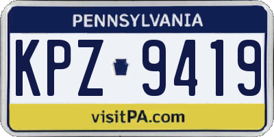 PA license plate KPZ9419