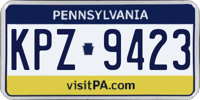 PA license plate KPZ9423