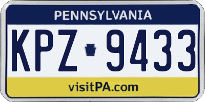 PA license plate KPZ9433