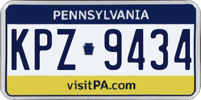 PA license plate KPZ9434