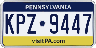 PA license plate KPZ9447