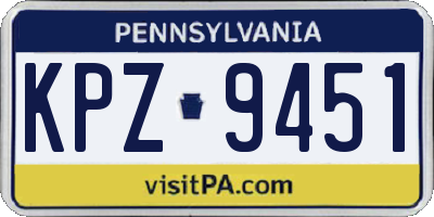 PA license plate KPZ9451