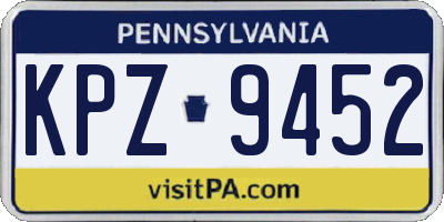 PA license plate KPZ9452