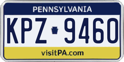PA license plate KPZ9460