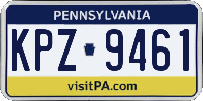 PA license plate KPZ9461
