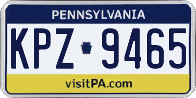 PA license plate KPZ9465