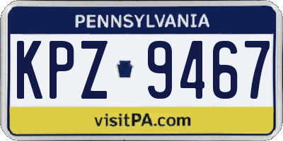 PA license plate KPZ9467