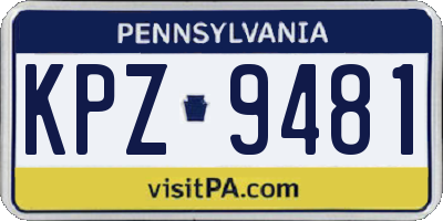PA license plate KPZ9481