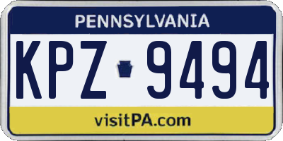 PA license plate KPZ9494