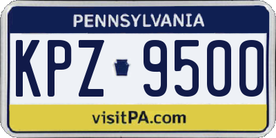 PA license plate KPZ9500