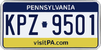 PA license plate KPZ9501