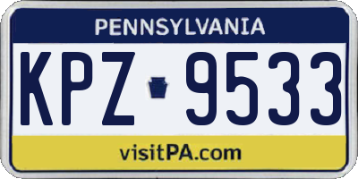 PA license plate KPZ9533