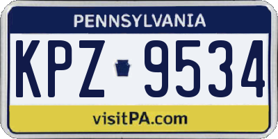 PA license plate KPZ9534