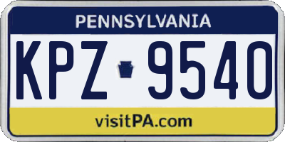 PA license plate KPZ9540
