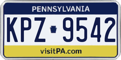 PA license plate KPZ9542