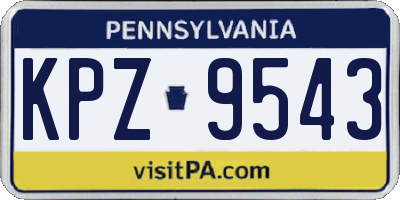 PA license plate KPZ9543