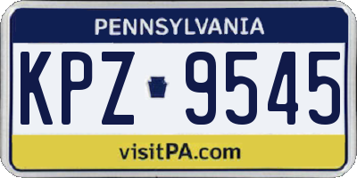 PA license plate KPZ9545