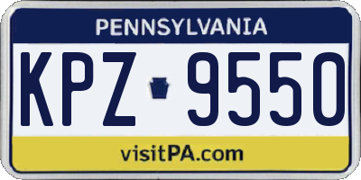 PA license plate KPZ9550