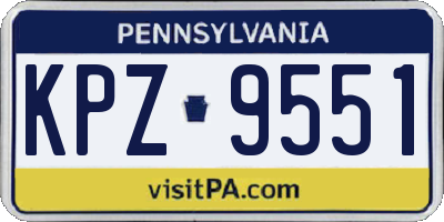 PA license plate KPZ9551