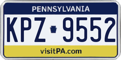 PA license plate KPZ9552