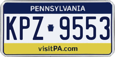 PA license plate KPZ9553